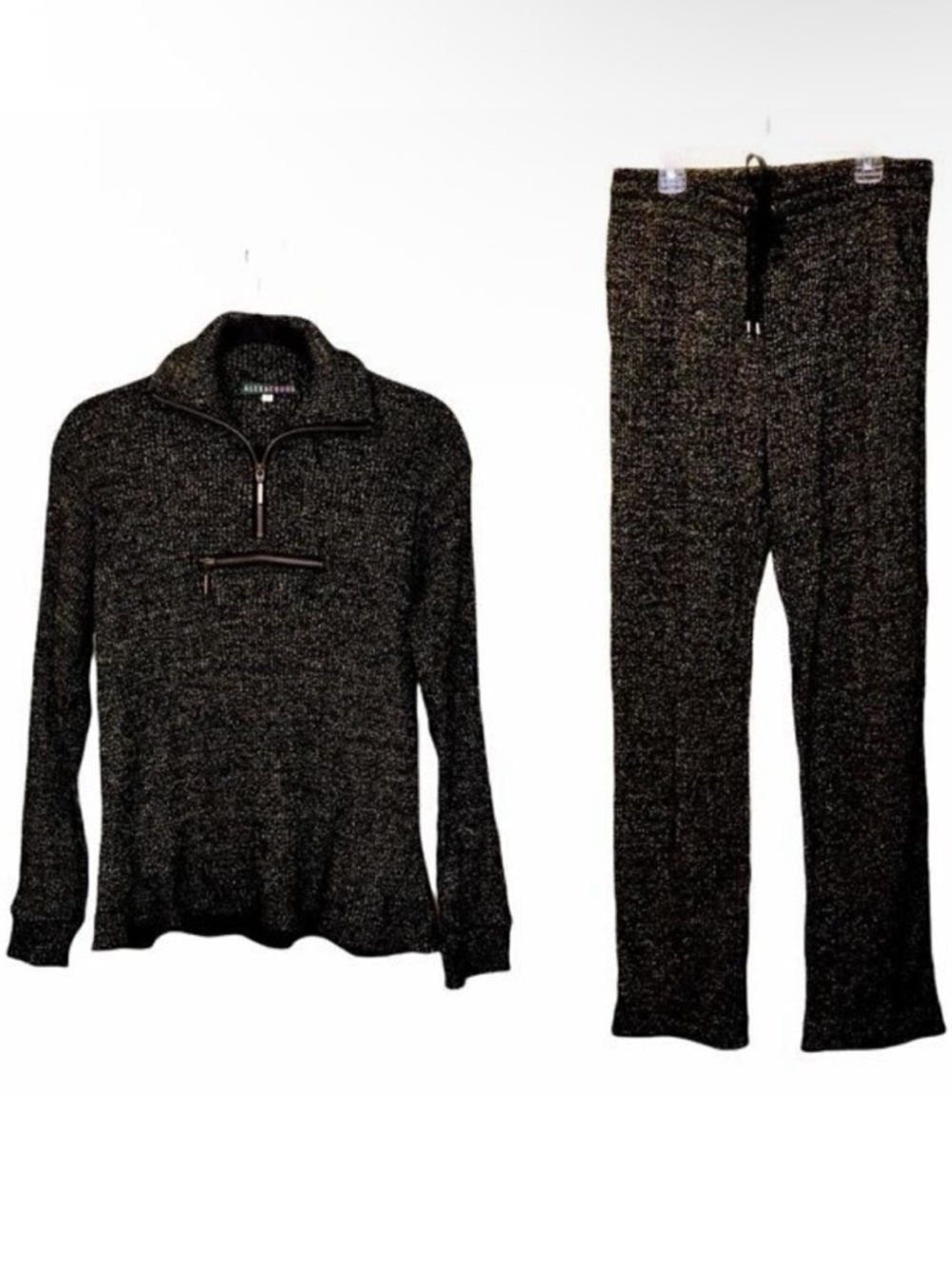 Alexa Chung Metallic Ribbed Pants and Sweater Matching Track Suit US 10